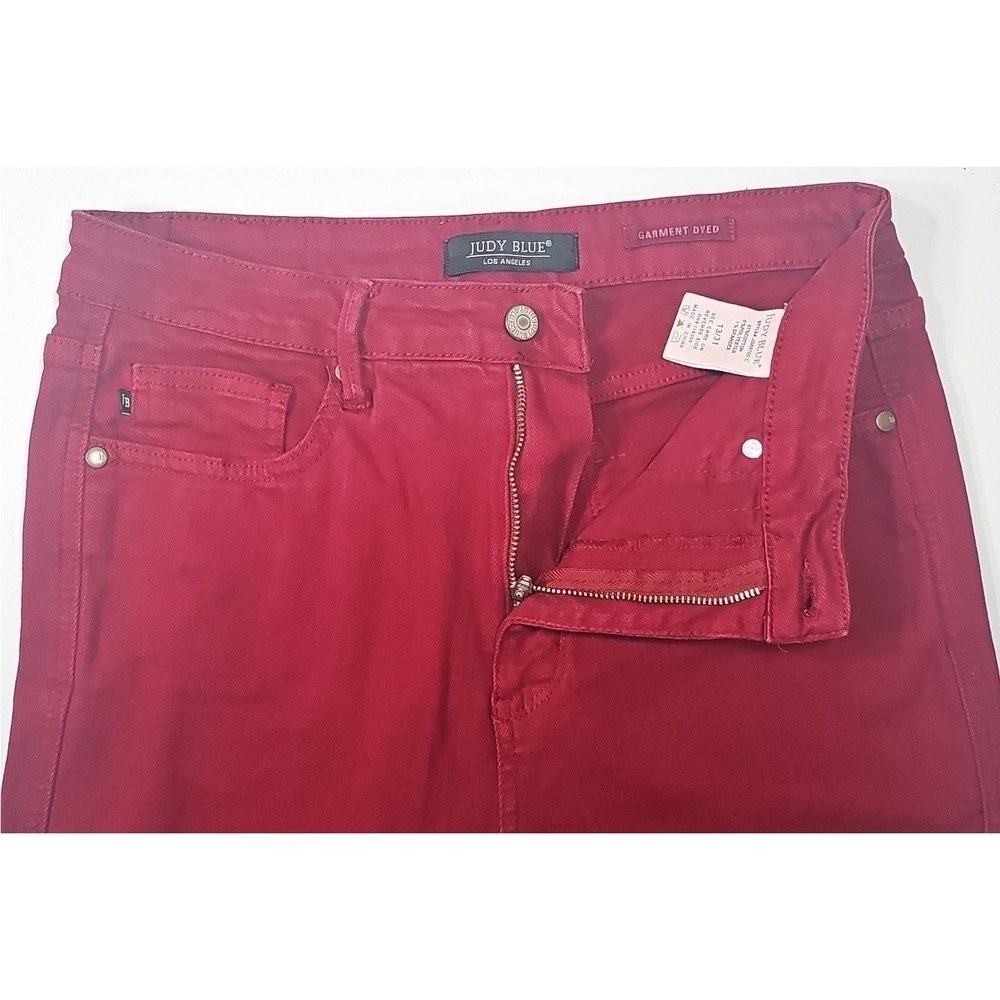 Judy Blue Women Burgundy Red Garment Dyed High Rise Skinny Jeans 13/31 JB88760C